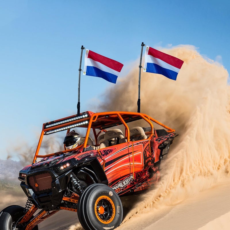 cezelux 2 Pack Netherlands Flags, ATV Flag for Whip Lights or Antenna Flag Poles, 12" x 18" Double Sided Holland National Offroad Flag Polyester Whip Lights Accessories for UTV Can-Am Polaris RZR SXS Boats Ulti Offroad - Image 2